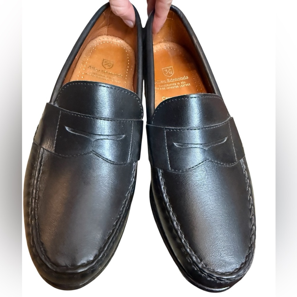 Allen Edmonds Cavanaugh fine imported leather Classic Black Loafers men 9 - Picture 4 of 12